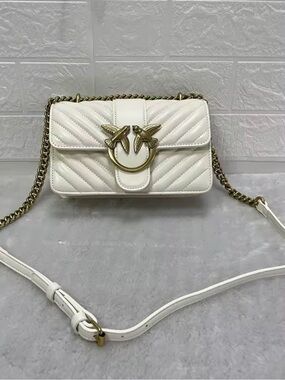 Kohl's White Quilted Crossbody with Gold Bird Ring Hardware